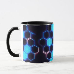 Mesmeriing Holograf Cyberpunk Hexagon Tiles Mugg