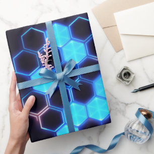 Mesmeriing Holograf Cyberpunk Hexagon Tiles Presentpapper