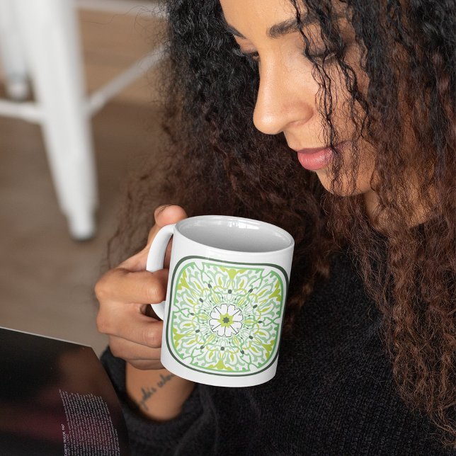 Mesmeriserande Grönt Flowers Kaffemugg (Skapare uppladdad)