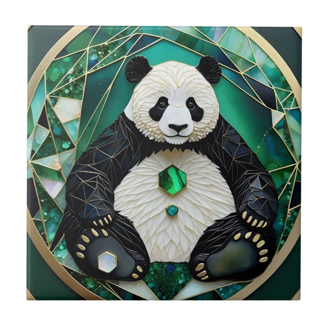 Mesmerizing Geometric Panda Kakelplatta (Framsidan)
