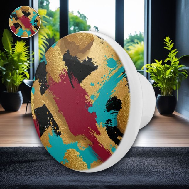 Mesmerizing Guld Sponge-Paint Mönster - Bold Black Knopp (Skapare uppladdad)