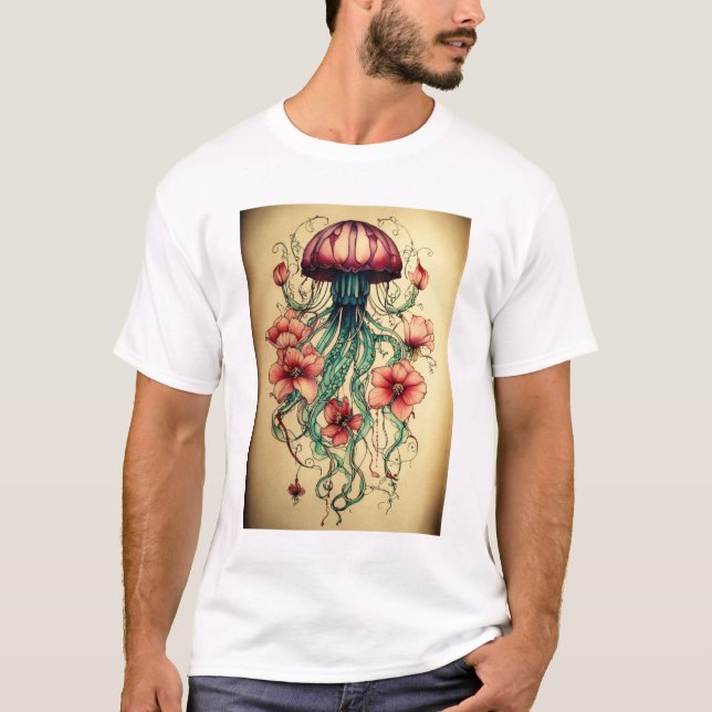 "Mesmerizing Jellyfish Design | Oceaninspirerad ko T Shirt (Framsida)
