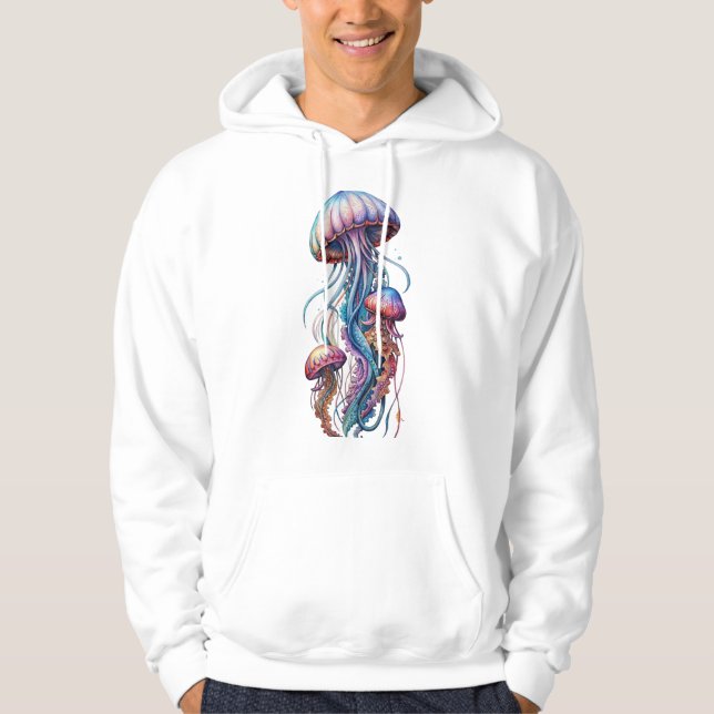 Mesmerizing Jellyfish Glow – Marine Life Art T-Shi Hoodie (Framsida)