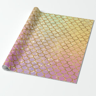 Mesmerizing Sjöjungfru Scale Rosa Lila Guld Grön Presentpapper