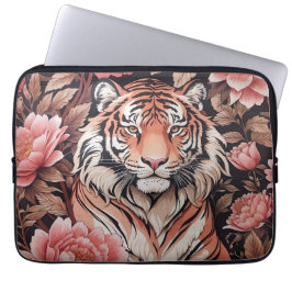 Mesmerizing Tiger Rosa Flowers Laptop Fodral