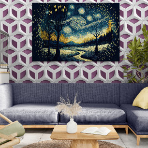 Mesmerizing Van Gogh-inspirerad nattlandskap - Canvastryck