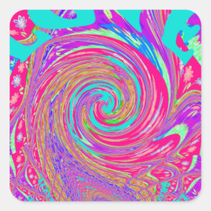 Mesmerizing Whirlpool Kärlek Cyan Text Graphics Fyrkantigt Klistermärke