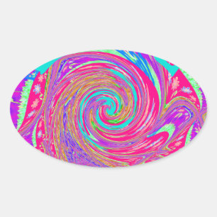 Mesmerizing Whirlpool Kärlek Cyan Text Graphics Ovalt Klistermärke