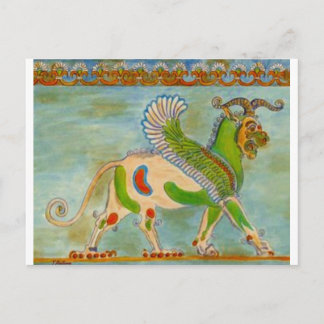 Mesopotamian Winged Lejon av S Ambrose Vykort
