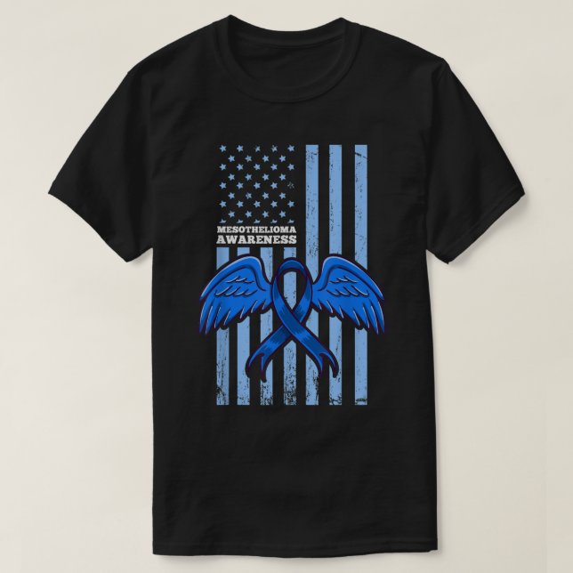 Mesotelioma Awareness Ribbon Flagga T Shirt (Design framsida)