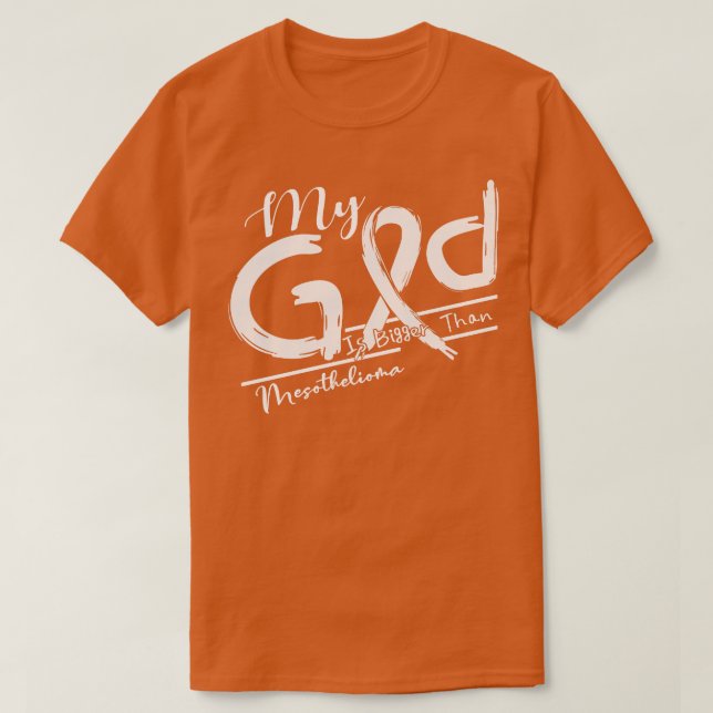 Mesotelioma Medvetenhet min Gud är starkare i dett T Shirt (Design framsida)