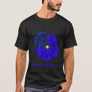 Mesotelioma Medvetenhet Ribbon Blue Sunros Hope T Shirt