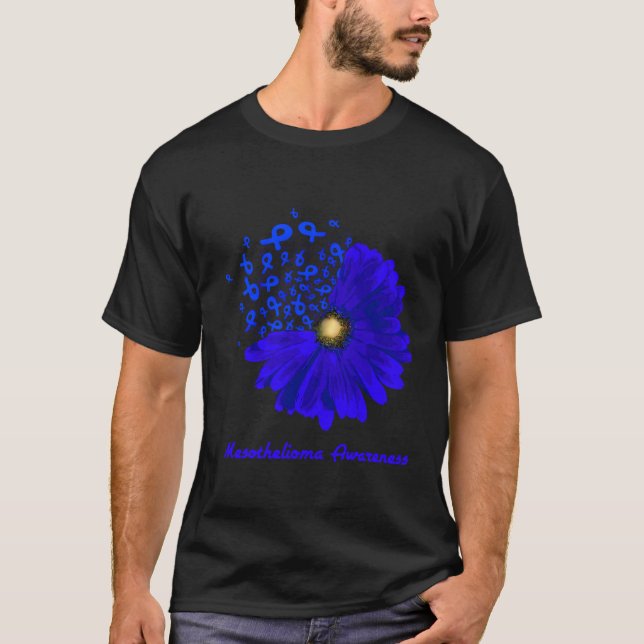Mesotelioma Medvetenhet Ribbon Blue Sunros Hope T Shirt (Framsida)