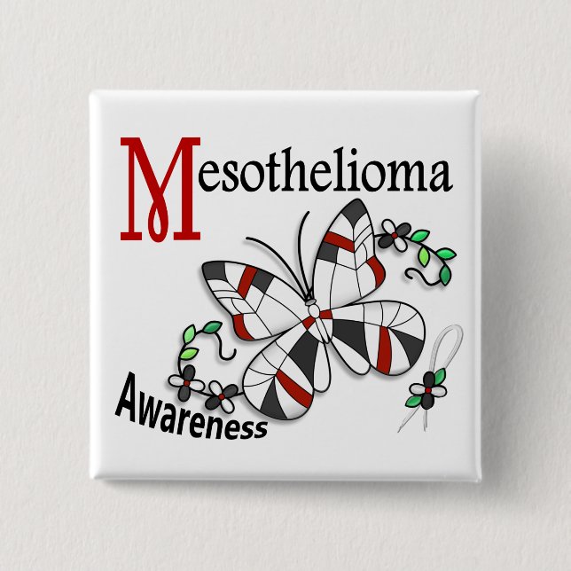 Mesothelioma för målat glassfjäril 2 knapp (Framsida)