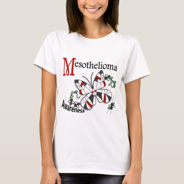 Mesothelioma för målat glassfjäril 2 t-shirt (Framsida)