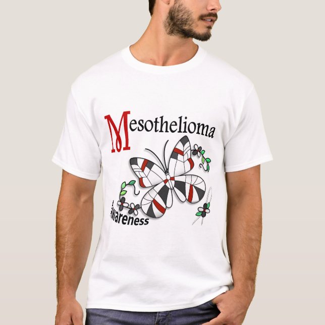 Mesothelioma för målat glassfjäril 2 tee (Framsida)