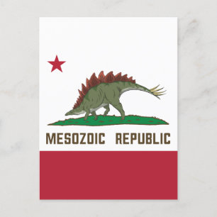 Mesozoic Republic California Flagga Stegosaurus Vykort