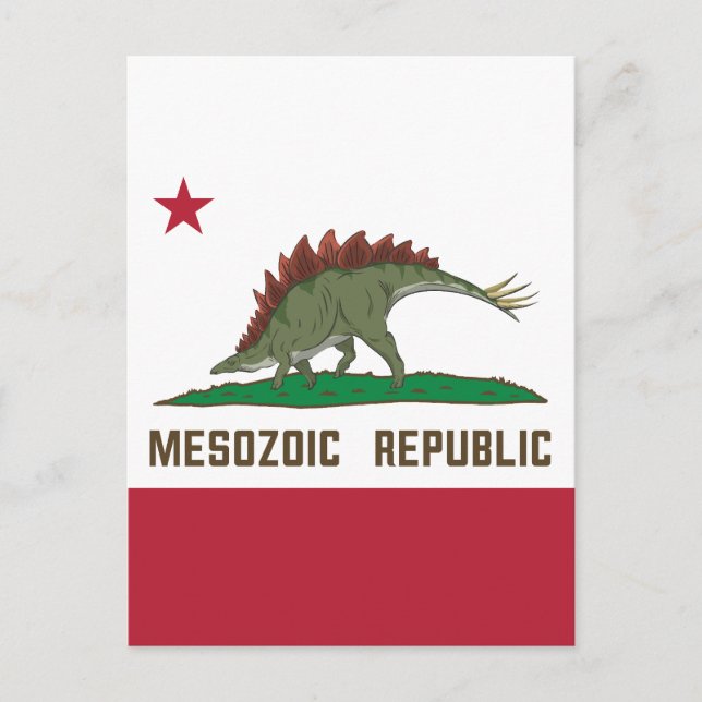 Mesozoic Republic California Flagga Stegosaurus Vykort (Framsida)