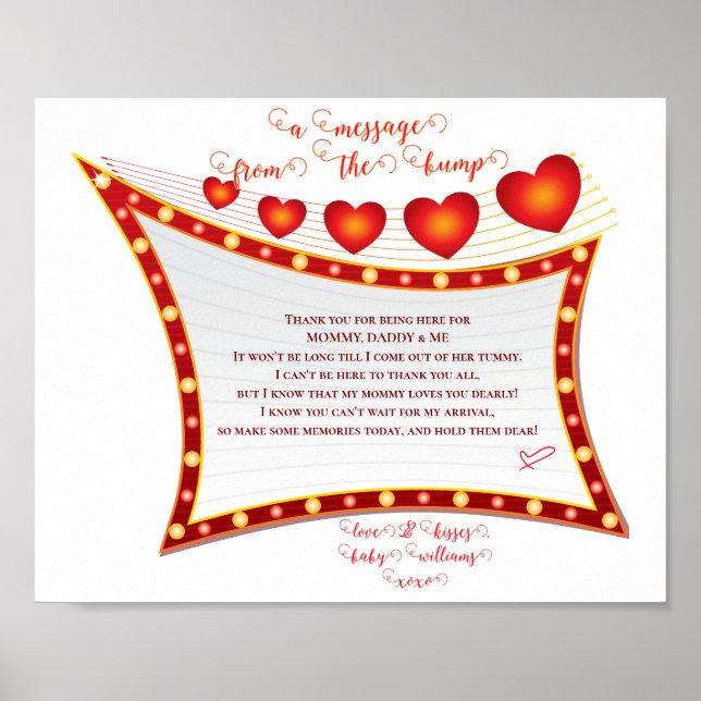 Message From The Bump Valentine Baby Shower Poster (Framsidan)