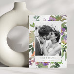 Message Photo lila Orange Blommigt Bröllop Anpassn Tack Kort<br><div class="desc">Boho Watercolor Lila Orange Blommigt Bröllop Anpassningsbar Meddelande om tackkort med ditt foto</div>