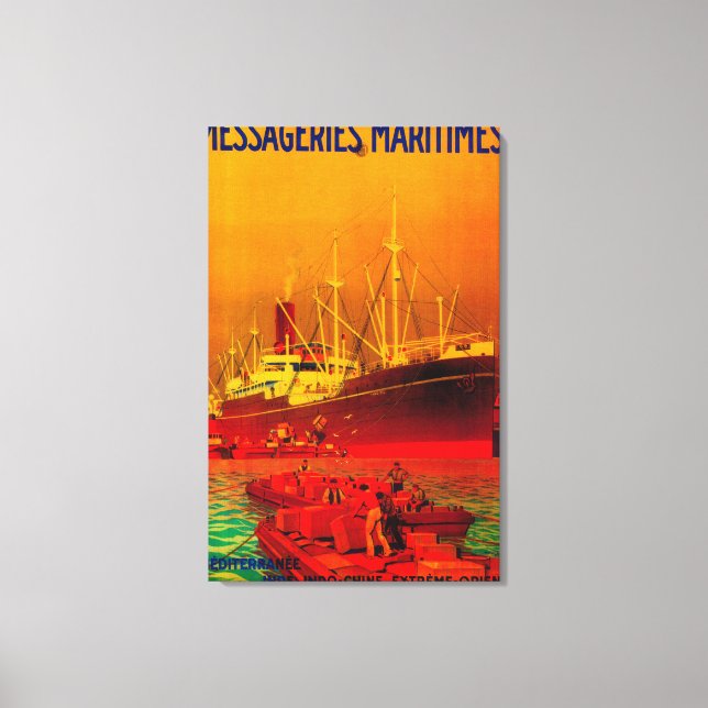 Messageries Maritimes Vintage PosterEurope Canvastryck (Framsida)