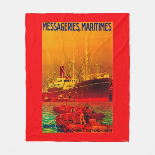 Messageries Maritimes vintage PosterEurope Fleecefilt (Framsidan)