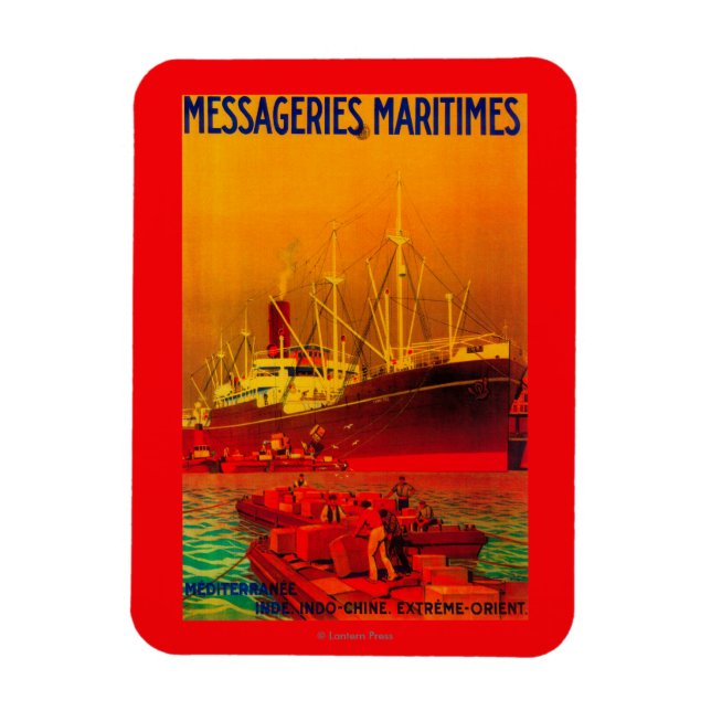 Messageries Maritimes Vintage PosterEurope Magnet (Vertikal)