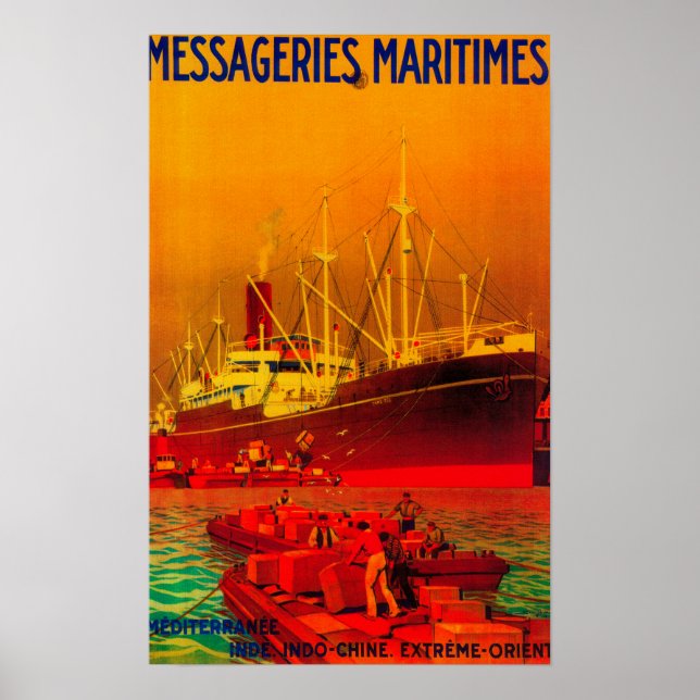 Messageries Maritimes Vintage PosterEurope Poster (Framsidan)
