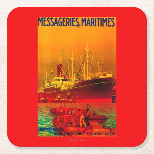 Messageries Maritimes vintage PosterEurope Underlägg Papper Kvadrat (Framsidan)