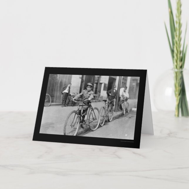 Messenger Boy and Bicycle 1911 Kort (Framsida)