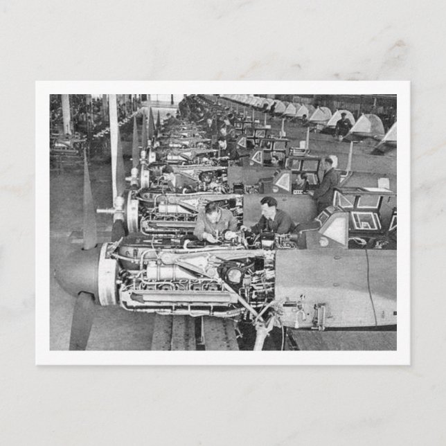 Messerschmitt Bf109 Produktionslinje i Regensburg Vykort (Framsida)