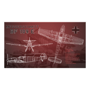 Messerschmitt Bf 109 Blueprint Fototryck