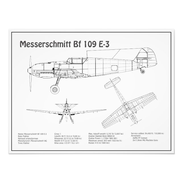 Messerschmitt Bf 109 - Flygplan BD Fototryck (Framsidan)