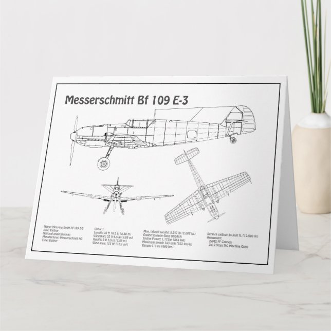 Messerschmitt Bf 109 - Flygplan BD Tack Kort (Framsida)
