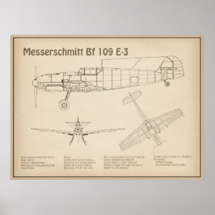 Messerschmitt Bf 109 - Flygplan SD Poster