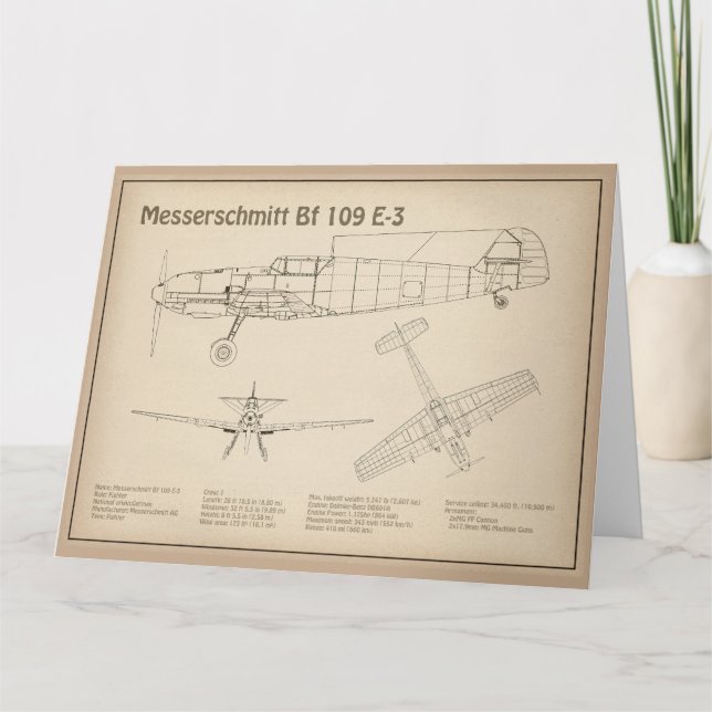 Messerschmitt Bf 109 - Flygplan SD Tack Kort (Framsida)