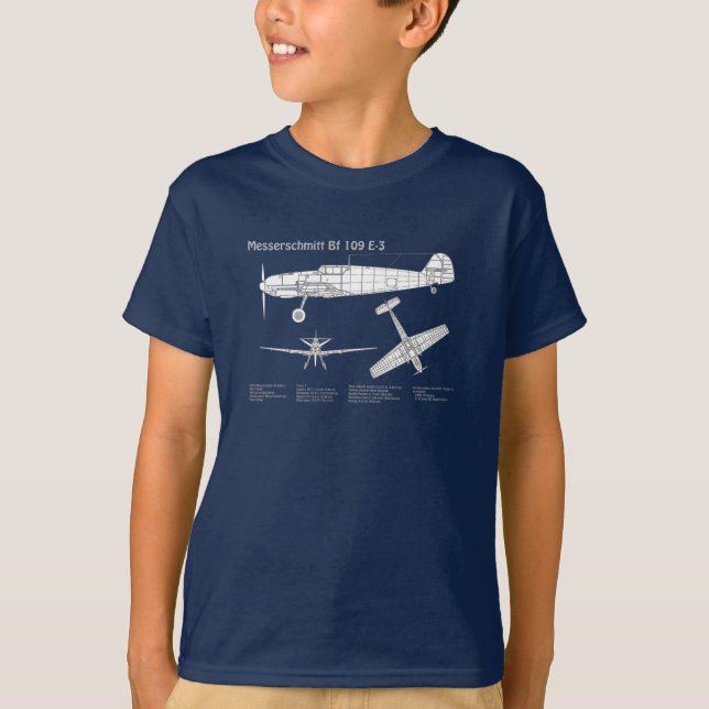 Messerschmitt Bf 109 - Flygplanets blåkopia ABD T Shirt (Framsida)