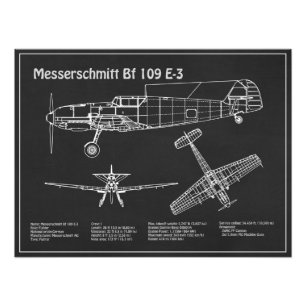 Messerschmitt Bf 109 - Flygplanets utkast PD Fototryck