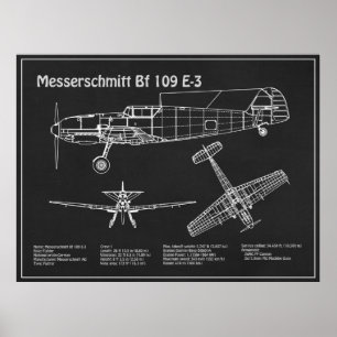 Messerschmitt Bf 109 - Flygplanets utkast PD Poster