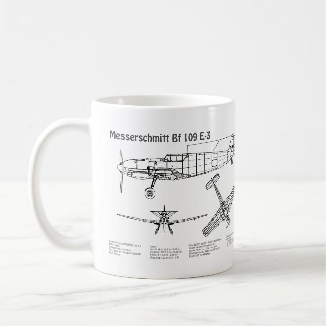 Messerschmitt Bf 109 - Flygplansritning BD Kaffemugg (Vänster)