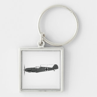Messerschmitt BF-109 Fyrkantig Silverfärgad Nyckelring