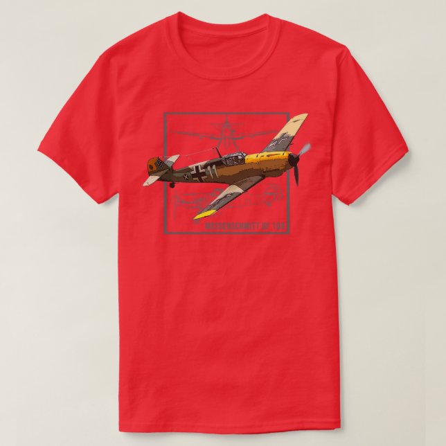 Messerschmitt BF 109 Tyska WW2 Fighter Flygplan T Shirt (Design framsida)