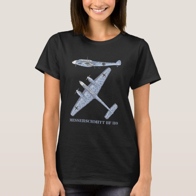 Messerschmitt Bf 110 German Ww2 Fighter Bomber Pla T Shirt (Framsida)