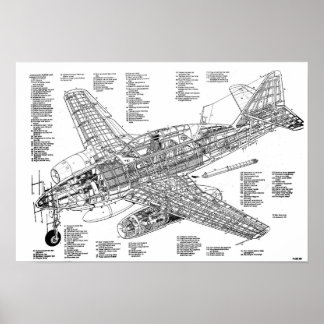 Messerschmitt me-262 jet fighter (diagram) poster