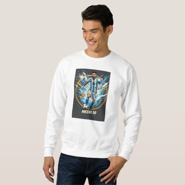 Messi Inspirerad Grafisk T-Shirt Lång Ärmad Tröja (Hel framsida)