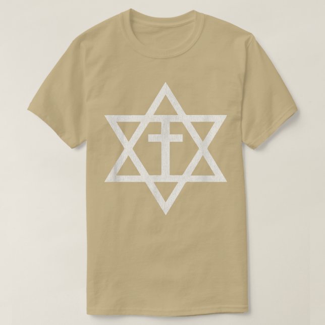 Messianic Cross Star of David  T Shirt (Design framsida)
