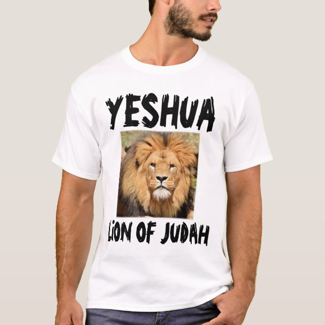 Messianiska judiska T-shirts, Yeshua, Lejona från  T-shirt (Framsida)
