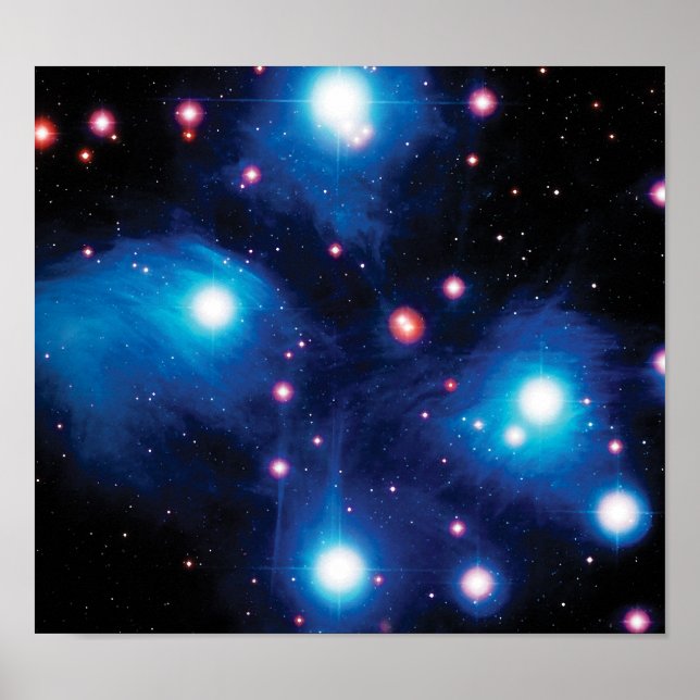 Messier 45 Plejaderna Stjärnhop NASA Rymdfoto Poster (Framsidan)