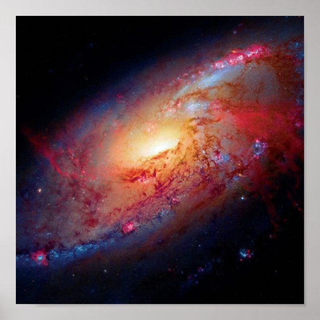 Messier M106 Spiral Galaxy Rymden Photo Poster (Framsidan)