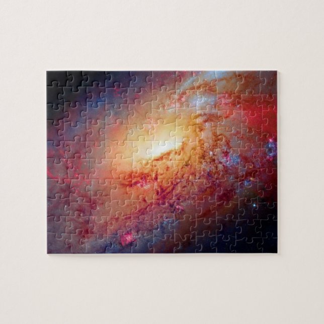 Messier M106 Spiralgalaxen Rymdfotografi Pussel (Horisontell)